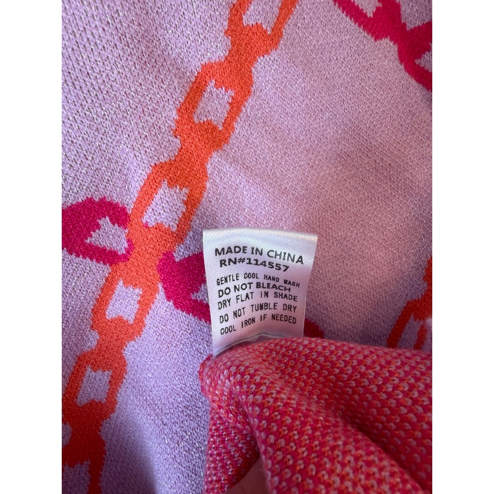 THML Lavender Pink Orange Chain Link Diamond Crewneck Sweater TMK1887-U Mens M - Picture 5 of 6